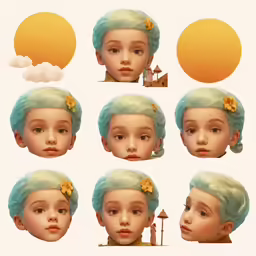 a group of images of different types of female head and shoulders