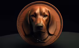 the portrait of a dog is drawn on top of a leather case