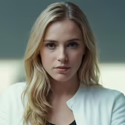 a woman looking into the camera and wearing a jacket
