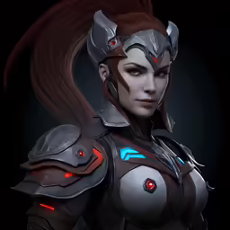 a female character is dressed in armor