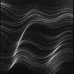 a drawing made with white thread, on black paper