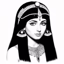 an ancient egyptian woman in black and white
