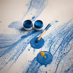 two bowls, one blue with yellow, and the other blue with yellow