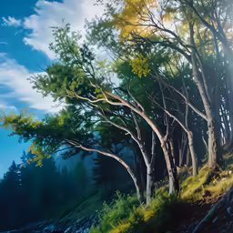 a painting of a grove of trees along a dirt trail