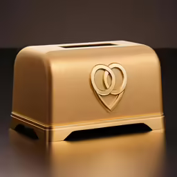 gold plated personal care station with two hearts and monogramming