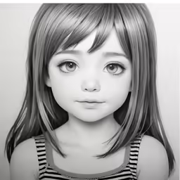 black and white image of a young girl