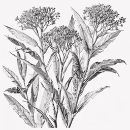 illustration of broccoli plant with leaves on white background