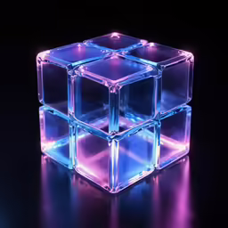 a small colorful cube on a dark background