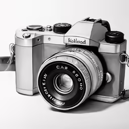 a black and white photo of a camera