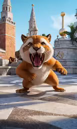 an animated image of an animal with his teeth open