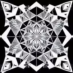 a white circular design on a black background
