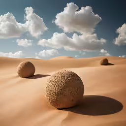 two round rocks resting in the desert sands