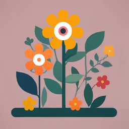 a flower illustration, done using bright colors,an illustration of flowers that are very colorful