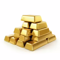 a pile of gold bars on white background