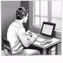 a man using a laptop computer at a desk