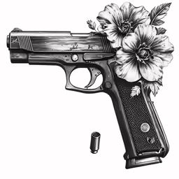 an old revolver with flowers on it