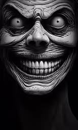 the joker with a creepy look and an evil expression