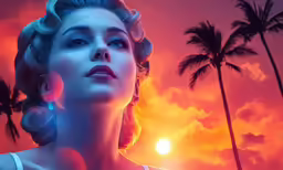 the sun rises over an image of marilyn monroe
