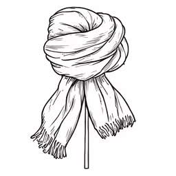 a black and white drawing of a scarf