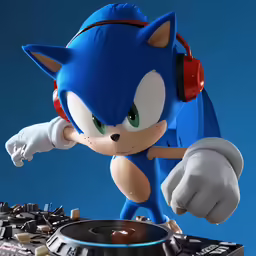 an image of sonic the hedgehog dancing on dj decks