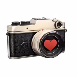 a camera with an heart inside of it