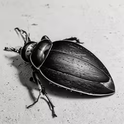 a black bug on the ground in the rain