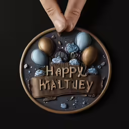 a happy maltuey cake being held by a person