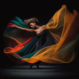 a young lady in a colorful dress poses for a photo