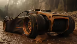 a very nice camera in the mud on the ground