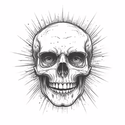 an illustration of a human skull in black and white