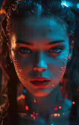 woman with white make up and glitter on face
