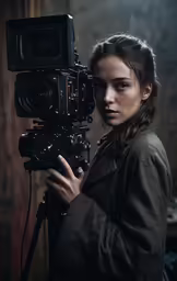 a beautiful young woman holding a camera