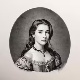 a portrait of a woman with her hair in pony tail