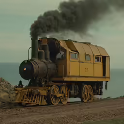 an old steam engine train rolling down the tracks