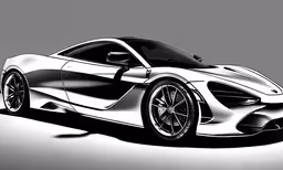 the mercedes sports car in black and white,the supercar car concept is drawn on the gray background