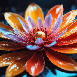 this multicolored flower is blooming in the garden,a colorful flower is shown on the surface