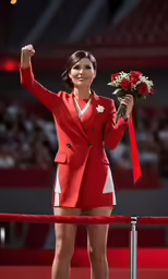 the olympic torch being held at the opening ceremony