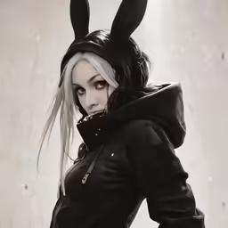 an image of a person with a rabbit outfit
