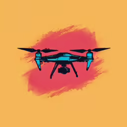 an illustration of a modern style flying above another type of object