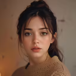 a girl in a sweater holding a lit candle