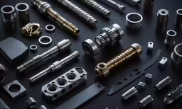 metal products on display with a black background