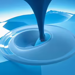 a white umbrella and a blue and white table