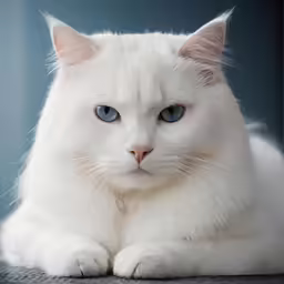 a white cat with blue eyes and whiskers
