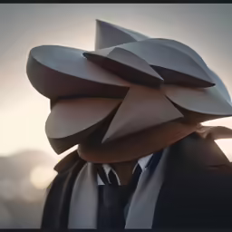 a man is wearing an unusual hat and necktie