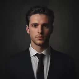 man with black suit, white shirt and tie