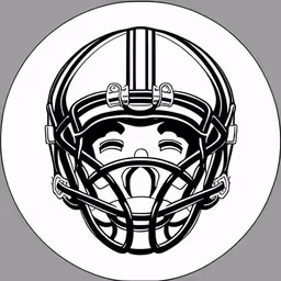 football helmet on the side of a white circle,the football player is wearing a helmet on his face,football helmet with nose mask graphic,a football helmet with an american flag,the football helmet and face have different colored lines
