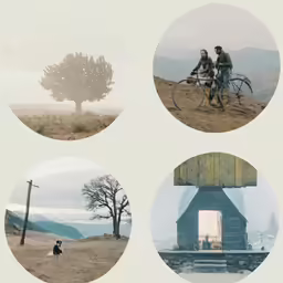 five images of a person riding a bike, a horse and a dog
