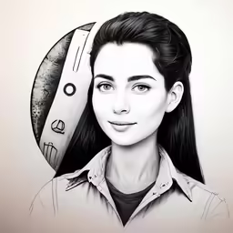 a drawing of a woman holding a knife