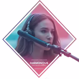 woman with headphones and microphone text reads, a thousand words of music
