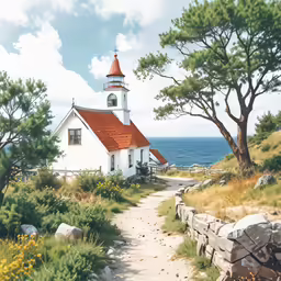 a white house sitting on a cliff by the ocean